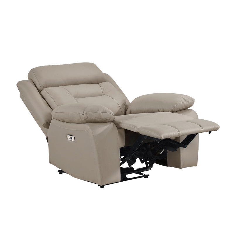 Conia Power Reclining Chair-Soft Latte Beige Leather-USB Charger