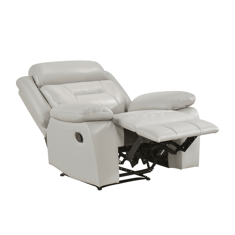 Conia Manual Reclining Chair-Light Gray Silver Leather