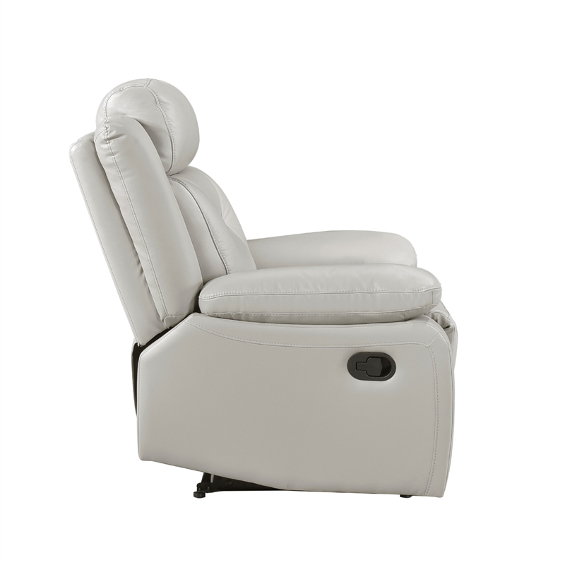 Conia Manual Reclining Chair-Light Gray Silver Leather