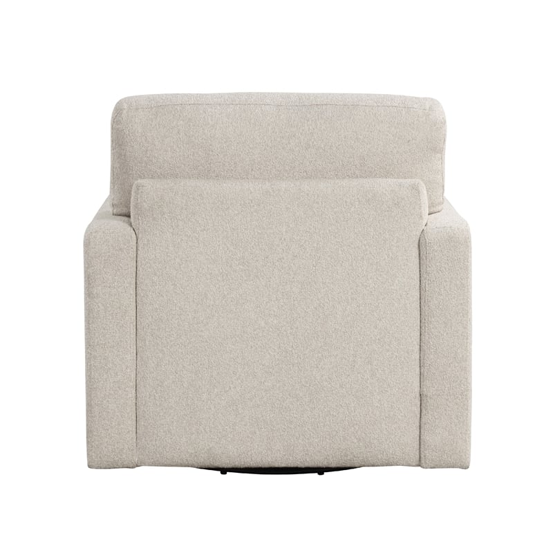 Ompa Swivel Armchair with Lumbar Pillow-Cream Beige Boucle