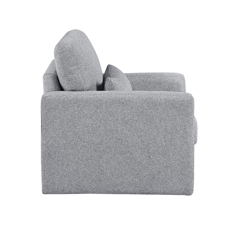 Ompa Swivel Armchair with Lumbar Pillow-Cloud Gray Boucle