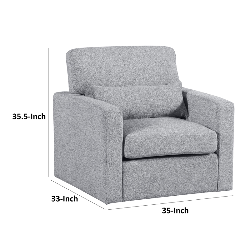 Ompa Swivel Armchair with Lumbar Pillow-Cloud Gray Boucle