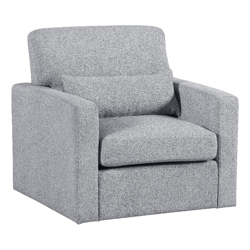 Ompa Swivel Armchair with Lumbar Pillow-Cloud Gray Boucle
