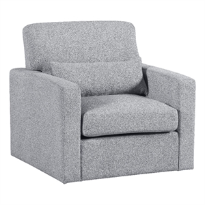 Ompa Swivel Armchair with Lumbar Pillow-Cloud Gray Boucle