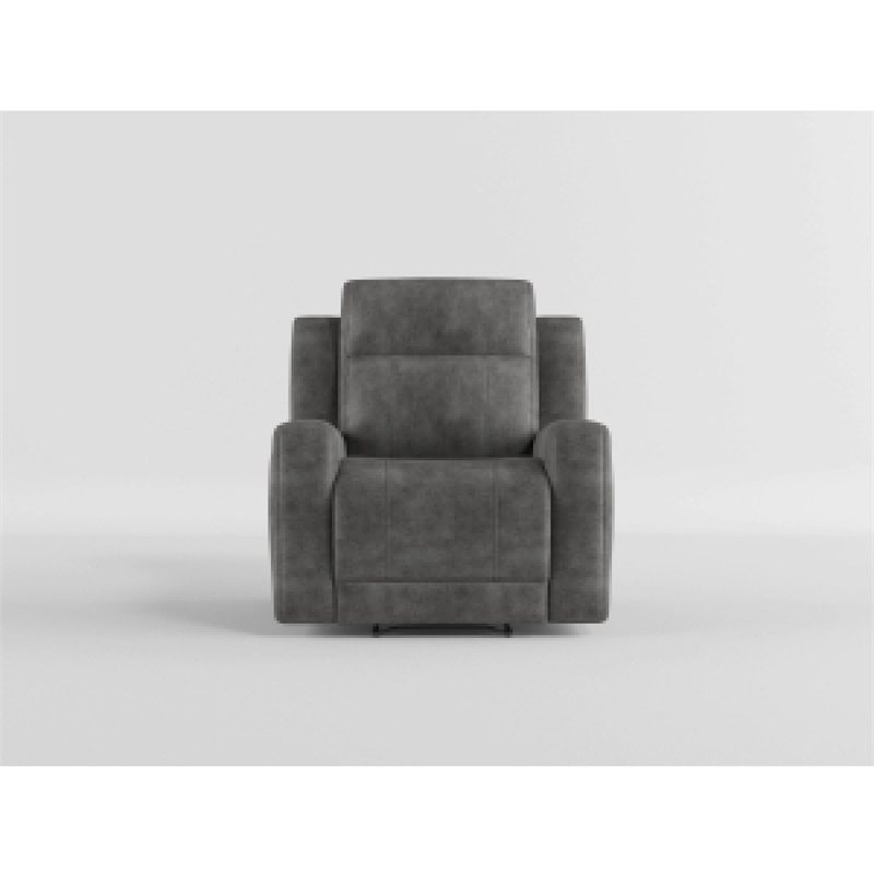 Tesy Manual Reclining Chair-Dark Gray Brown Microfiber-Foam Cushions