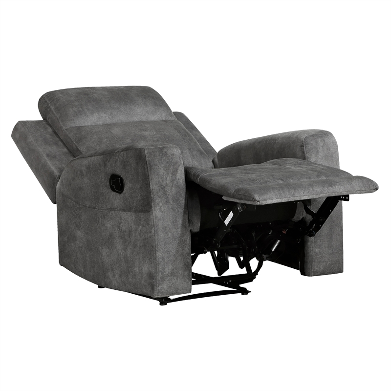 Tesy Manual Reclining Chair-Dark Gray Brown Microfiber-Foam Cushions