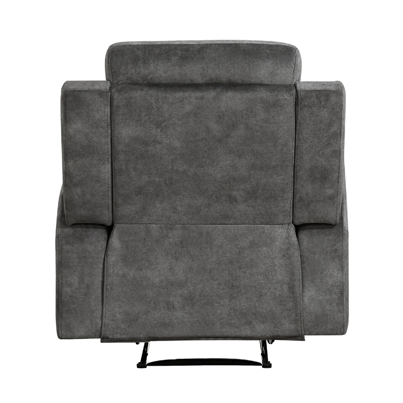 Tesy Manual Reclining Chair-Dark Gray Brown Microfiber-Foam Cushions