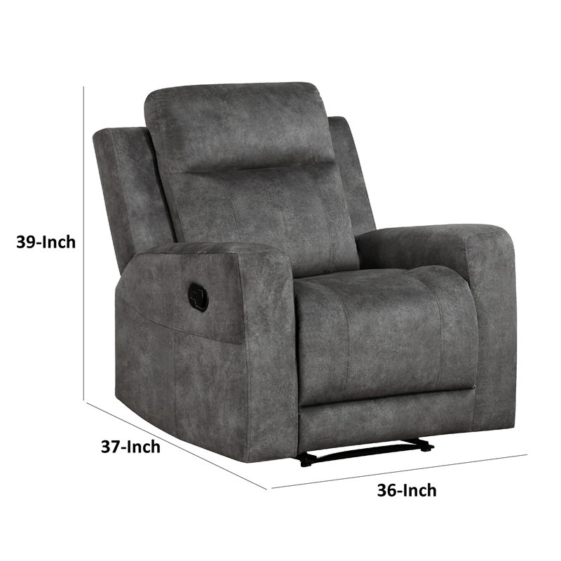 Tesy Manual Reclining Chair-Dark Gray Brown Microfiber-Foam Cushions