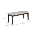 Wogy Dining Bench-Off White Fabric-Brown Wood Legs-46 Inch