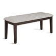Wogy Dining Bench-Off White Fabric-Brown Wood Legs-46 Inch