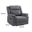 Lenny Manual Reclining Chair-Gray Microfiber-Foam Cushioning
