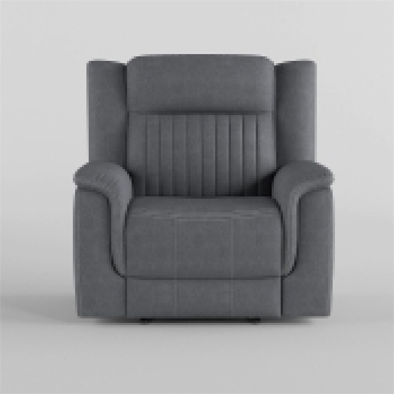 Lenny Manual Reclining Chair-Gray Microfiber-Foam Cushioning