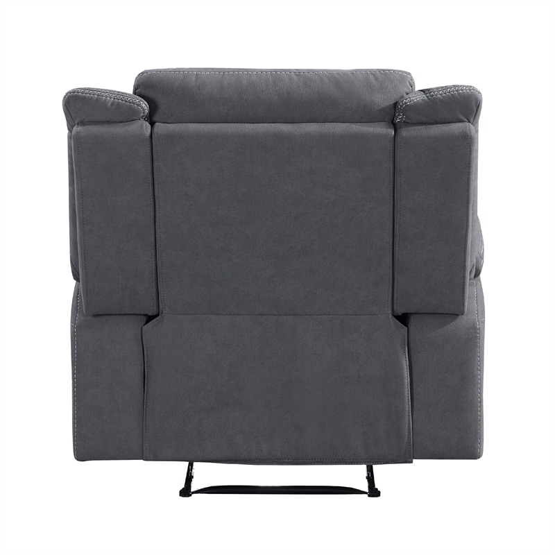 Lenny Manual Reclining Chair-Gray Microfiber-Foam Cushioning