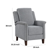 Push Back Recliner Chair-Gray Chenille-Nailhead Trim-Dark Brown