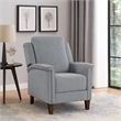 Push Back Recliner Chair-Gray Chenille-Nailhead Trim-Dark Brown