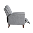 Push Back Recliner Chair-Gray Chenille-Nailhead Trim-Dark Brown
