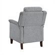 Push Back Recliner Chair-Gray Chenille-Nailhead Trim-Dark Brown
