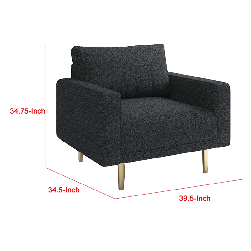 Remy Accent Sofa Chair-Black Boucle Seat with Metallic Undertone-Gold Legs