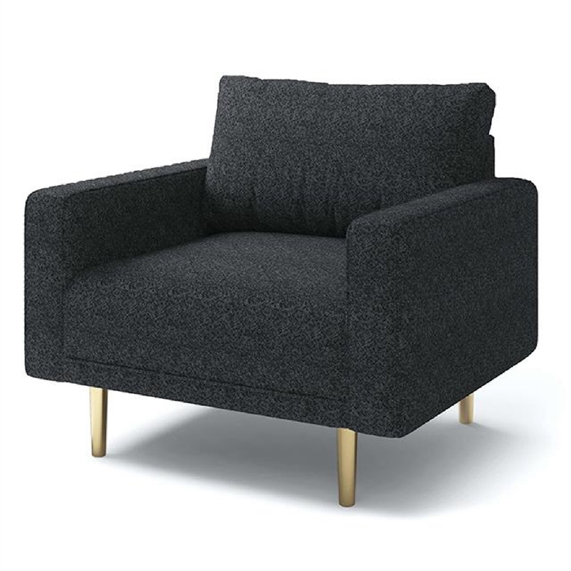 Remy Accent Sofa Chair-Black Boucle Seat with Metallic Undertone-Gold Legs