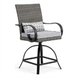 Leki Swivel Counter Height Chair Set of 2-Gray Rattan-Black Metal