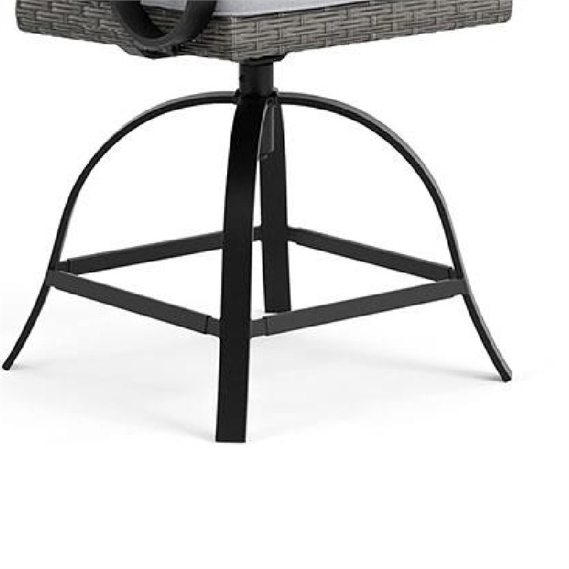 Leki Swivel Counter Height Chair Set of 2-Gray Rattan-Black Metal