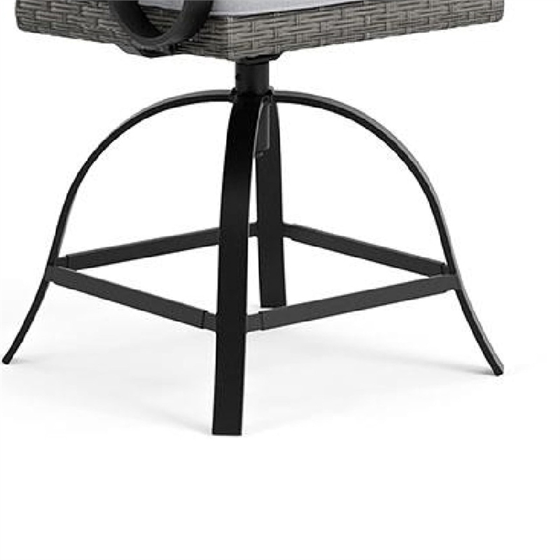 Leki Swivel Counter Height Chair Set of 2-Gray Rattan-Black Metal