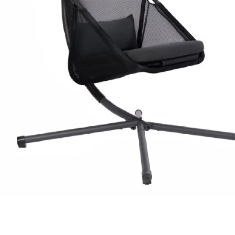Cery Outdoor Egg Swing Chair-Foldable Stand-Coastal Black Cushion