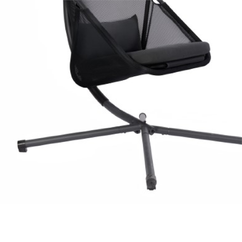Cery Outdoor Egg Swing Chair-Foldable Stand-Coastal Black Cushion