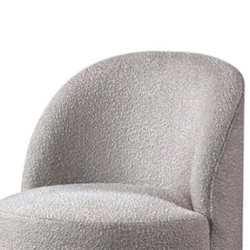 Ager Side Dining Swivel Chair-Curved Barrel Style-Gray Boucle Chenille