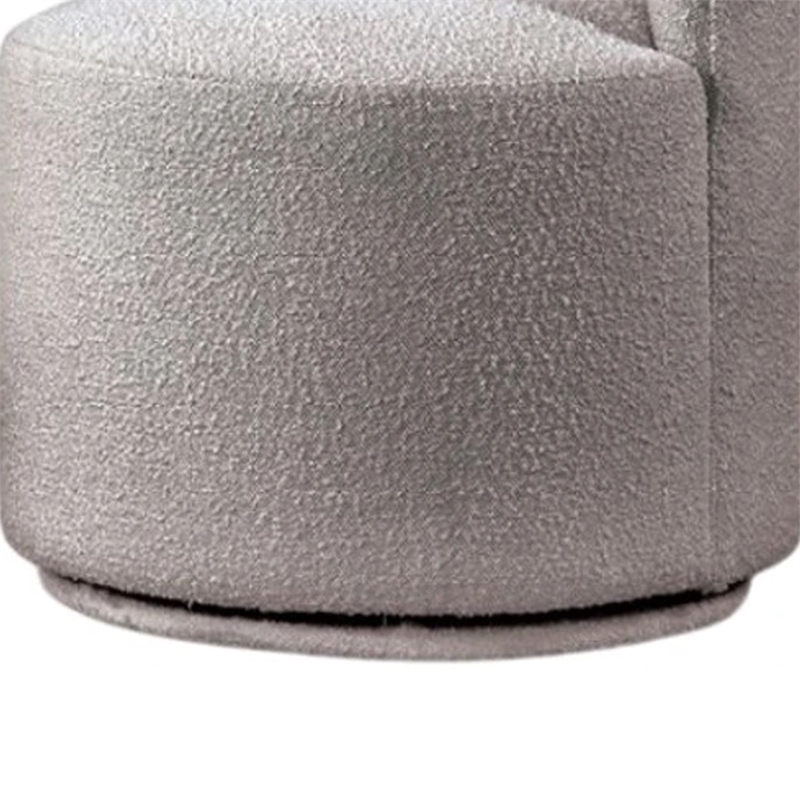 Ager Side Dining Swivel Chair-Curved Barrel Style-Gray Boucle Chenille