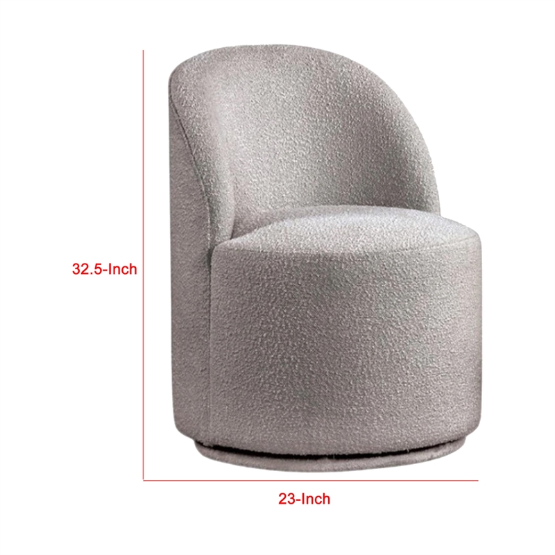 Ager Side Dining Swivel Chair-Curved Barrel Style-Gray Boucle Chenille
