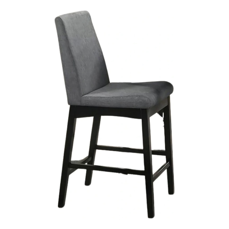 Heni Counter Height Chair-Gray Polyester Cushions-Dark Walnut Brown