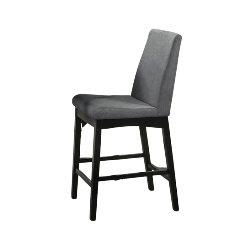 Heni Counter Height Chair-Gray Polyester Cushions-Dark Walnut Brown