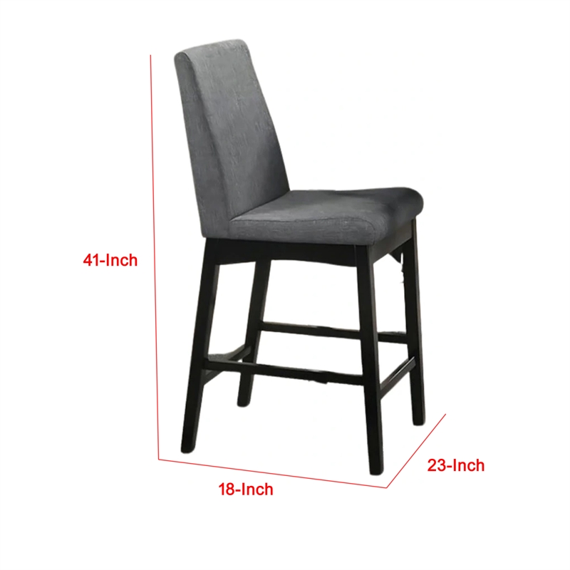 Heni Counter Height Chair-Gray Polyester Cushions-Dark Walnut Brown