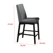 Heni Counter Height Chair-Gray Polyester Cushions-Dark Walnut Brown