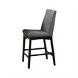 Heni Counter Height Chair-Gray Polyester Cushions-Dark Walnut Brown