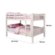 Nedy Full over Full Bunk Bed with Attached Ladder-White Solid Wood