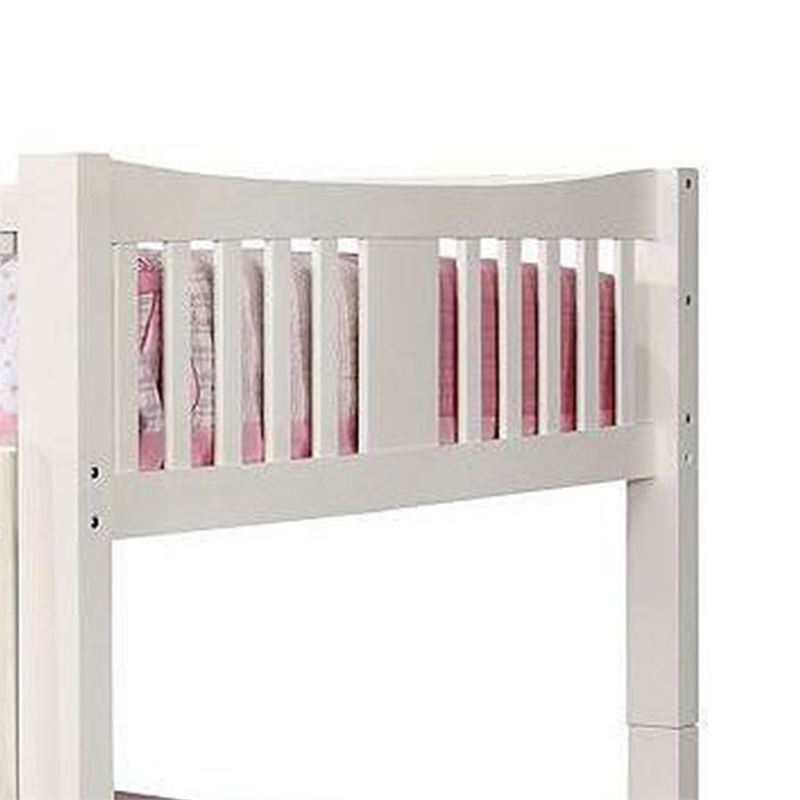 Nedy Full over Full Bunk Bed with Attached Ladder-White Solid Wood