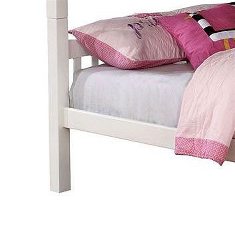 Nedy Full over Full Bunk Bed with Attached Ladder-White Solid Wood