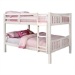 Nedy Full over Full Bunk Bed with Attached Ladder-White Solid Wood