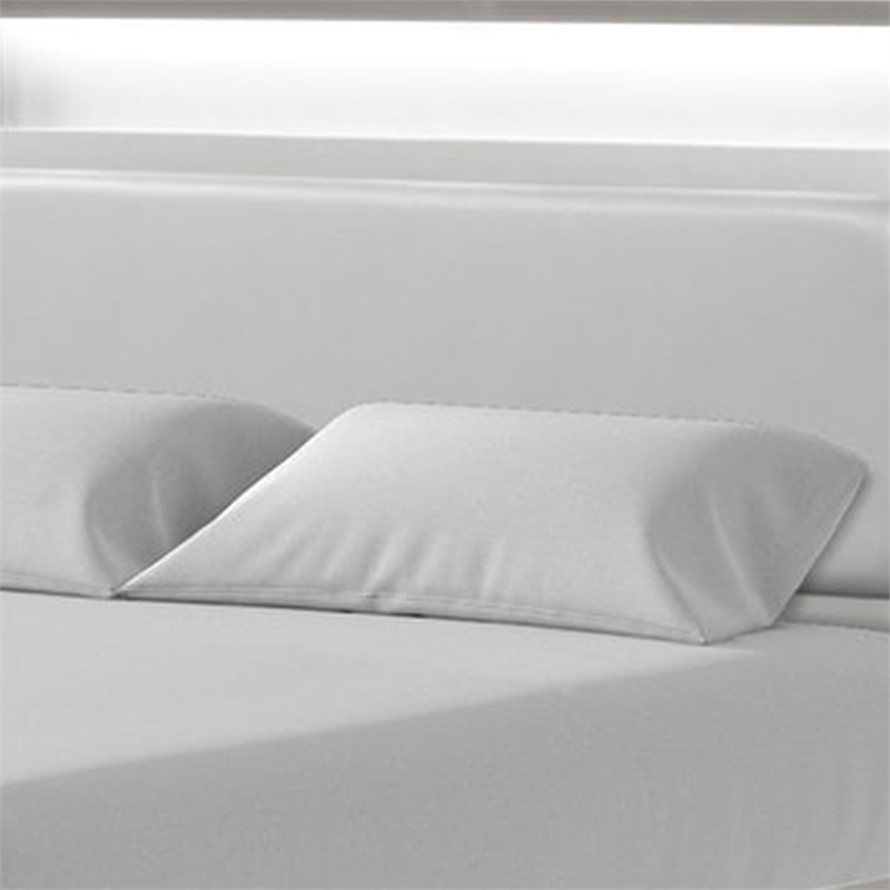 Broy Full Size Bed w LED Bookcase Headboard-Champagne Silver Veneer