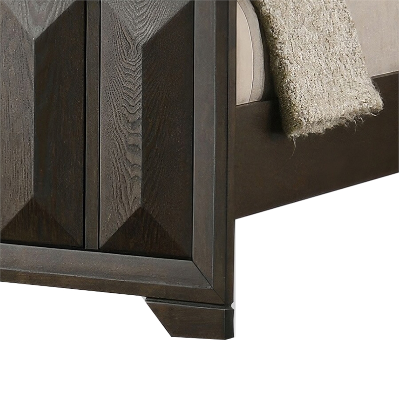 Fema Queen Bed-Vertical Facet Headboard and Footboard-Espresso Brown