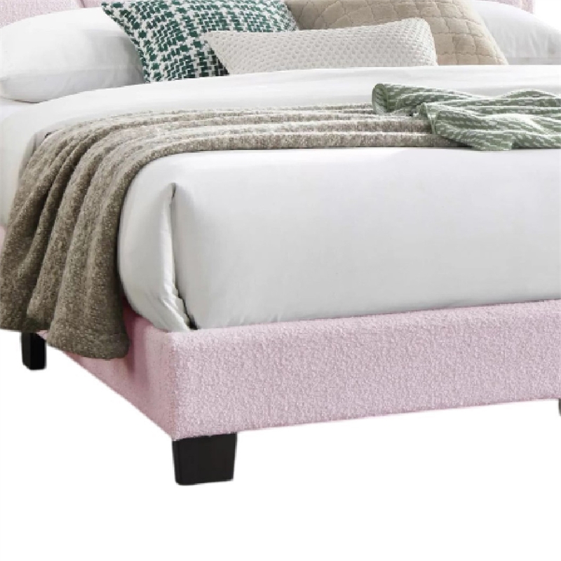 Madsy Full Bed-Pink Upholstered Fan-Shaped Headboard-Metallic Accents