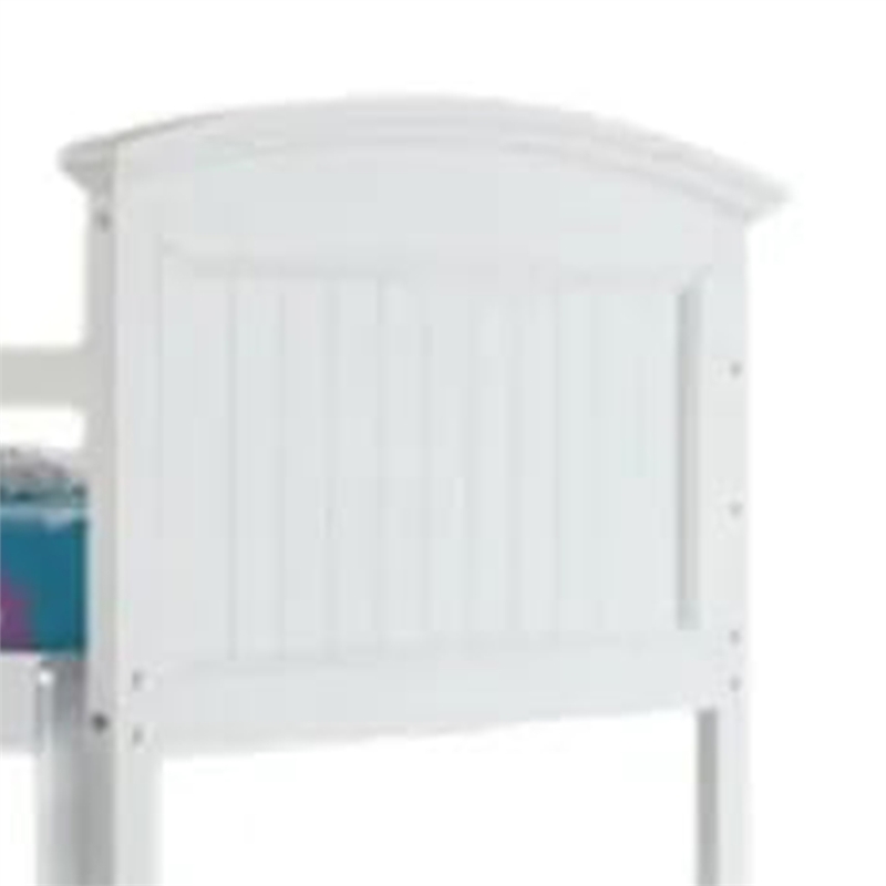 Rexo Twin over Twin Bunk Bed with Ladder-Plank Style Headboard-White