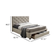 Sya Full Size Bed w Button Tufted Upholstery-Underbed Storage-Beige