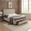 Sya Full Size Bed w Button Tufted Upholstery-Underbed Storage-Beige