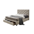 Sya Full Size Bed w Button Tufted Upholstery-Underbed Storage-Beige