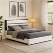 Kena Queen Size Bed-White Gray Panel Headboard-Footboard Storage Drawers