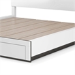 Kena Queen Size Bed-White Gray Panel Headboard-Low Profile Footboard