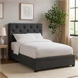 Sya Full Size Bed w Tufted Headboard-Underbed Storage-Dark Gray